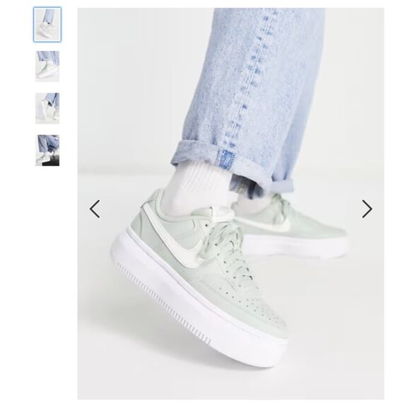 Nike Court Vision Alta leather platform Chunky sneakers green and white Size 8.5 - Picture 2 of 2